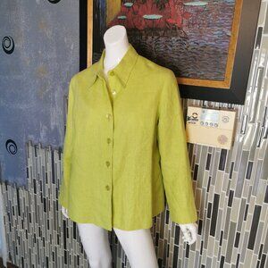 Harve Benard BY BENARD HOLTZMAN 100% Linen Jacket Womens  14 Green apple Blazer